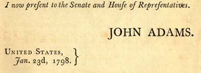 Report on issues related to trade on the Mississippi by President John Adams, 1798